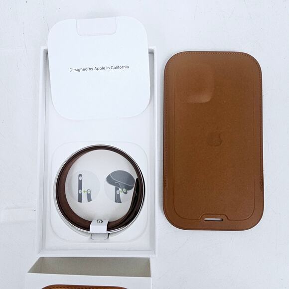 Genuine iPhone 12 mini Leather Sleeve MagSafe Saddle BROWN Phone case w/ Strap - Picture 2 of 7